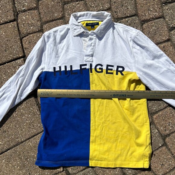 Vintage Tommy Hilfiger 90s Spell Out Rugby Men's Sz M EUC - Picture 4 of 9